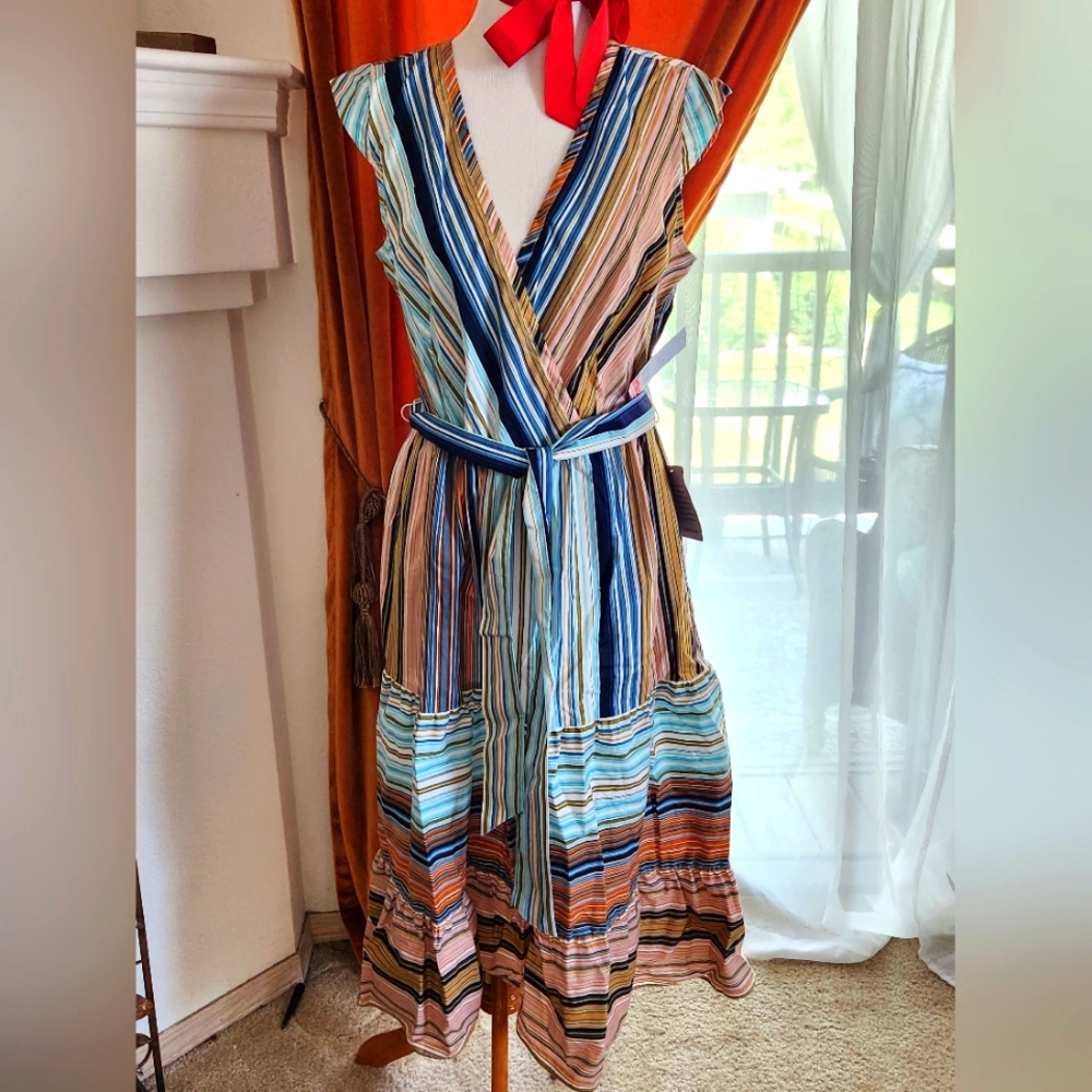 Donna Morgan NWT Faux Wrap Cotton Dress sz. 14